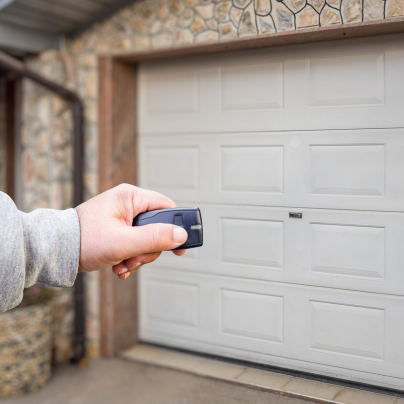 South Fulton security key fob pointing to a garage door
